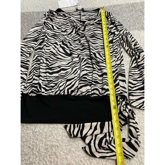 NWT George Simonton Says Womens Medium Zebra Long Sleeve Top Black Mob Wife QVC - Picture 3 of 13